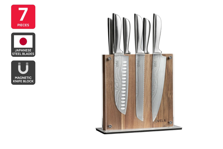 Ovela 7 Piece Japanese Steel Knife Block Set