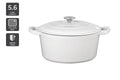 Ovela 5.6L Cast Iron Round Casserole (White)