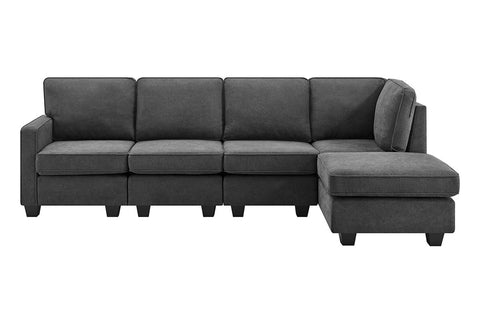 Ovela Atlas 5 Seater Modular Sofa with Reversible Chaise (Dark Grey)