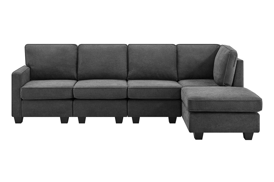 Ovela Atlas 5 Seater Modular Sofa with Reversible Chaise (Dark Grey)