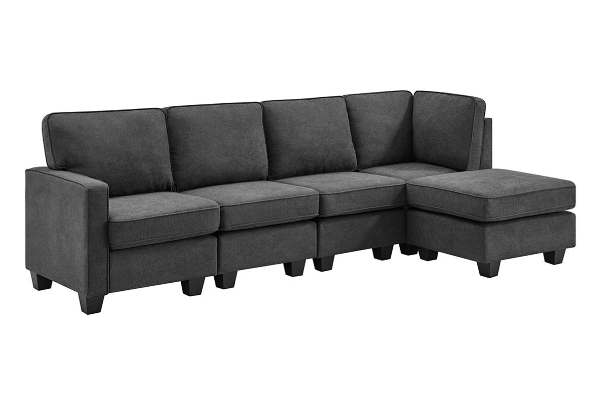 Ovela Atlas 5 Seater Modular Sofa with Reversible Chaise (Dark Grey)