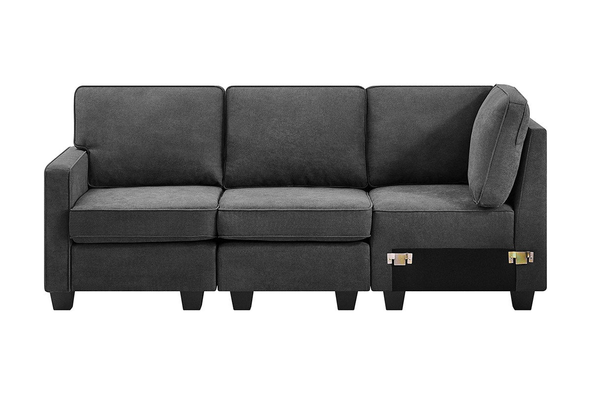 Ovela Atlas 5 Seater Modular Sofa with Reversible Chaise (Dark Grey)