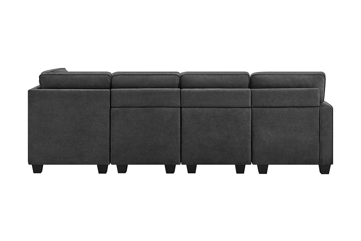 Ovela Atlas 5 Seater Modular Sofa with Reversible Chaise (Dark Grey)