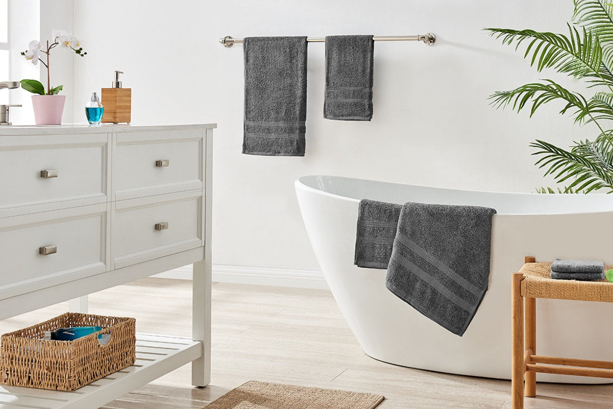 Ovela Avalon 6 Piece 100% Cotton Towel Set (Charcoal)