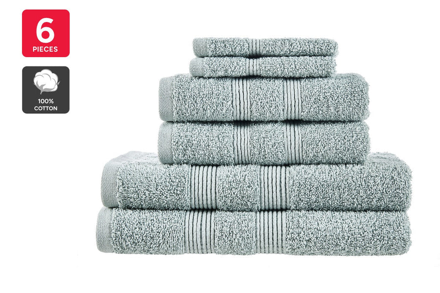 Ovela Avalon 6 Piece 100% Cotton Towel Set (Soft Teal)