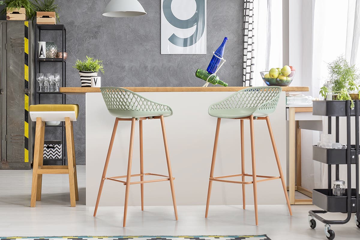 Ovela Set of 2 Leerdam Bar Stools (Pastel Green)