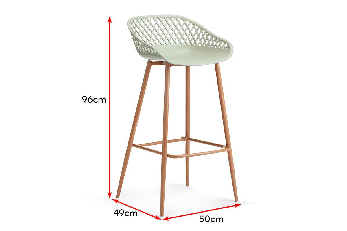 Ovela Set of 2 Leerdam Bar Stools (Pastel Green)