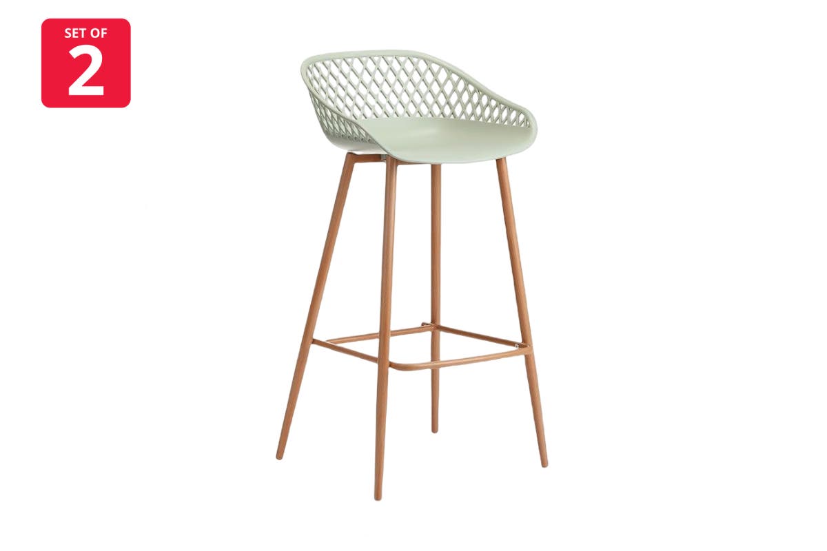 Ovela Set of 2 Leerdam Bar Stools (Pastel Green)