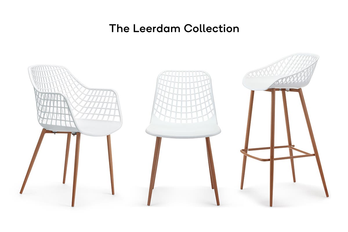 Ovela Set of 2 Leerdam Bar Stools (White)