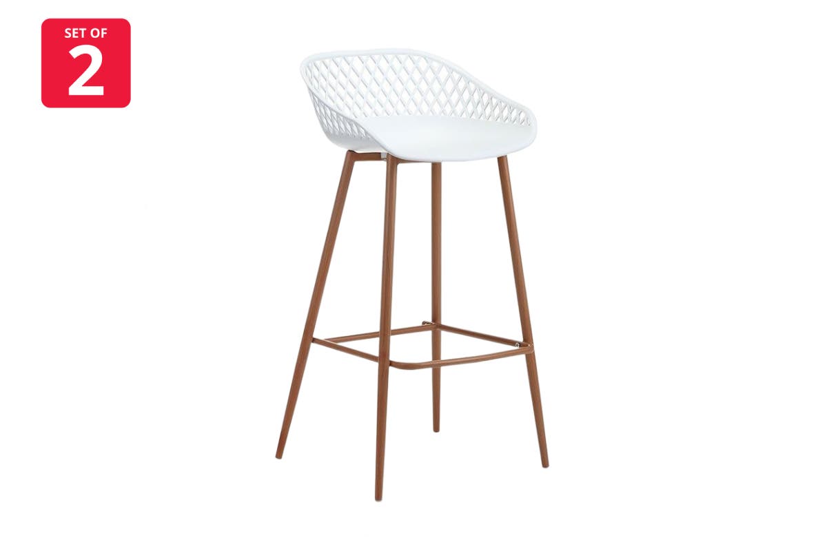 Ovela Set of 2 Leerdam Bar Stools (White)