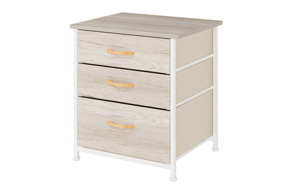 Ovela 3 Drawer Nightstand Bedside Table - Wood Grain White Oak - SuperSaverAU - view 4