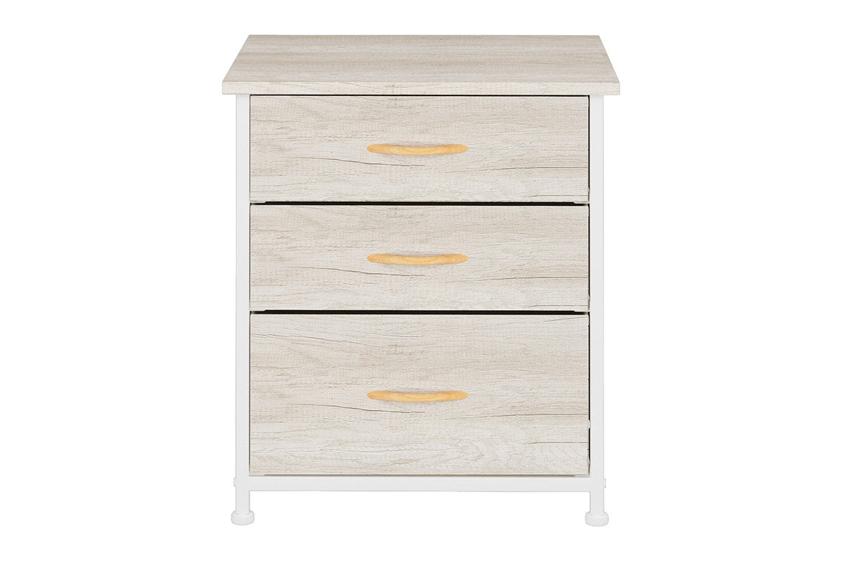 Ovela 3 Drawer Nightstand Bedside Table - Wood Grain White Oak - SuperSaverAU - view 2