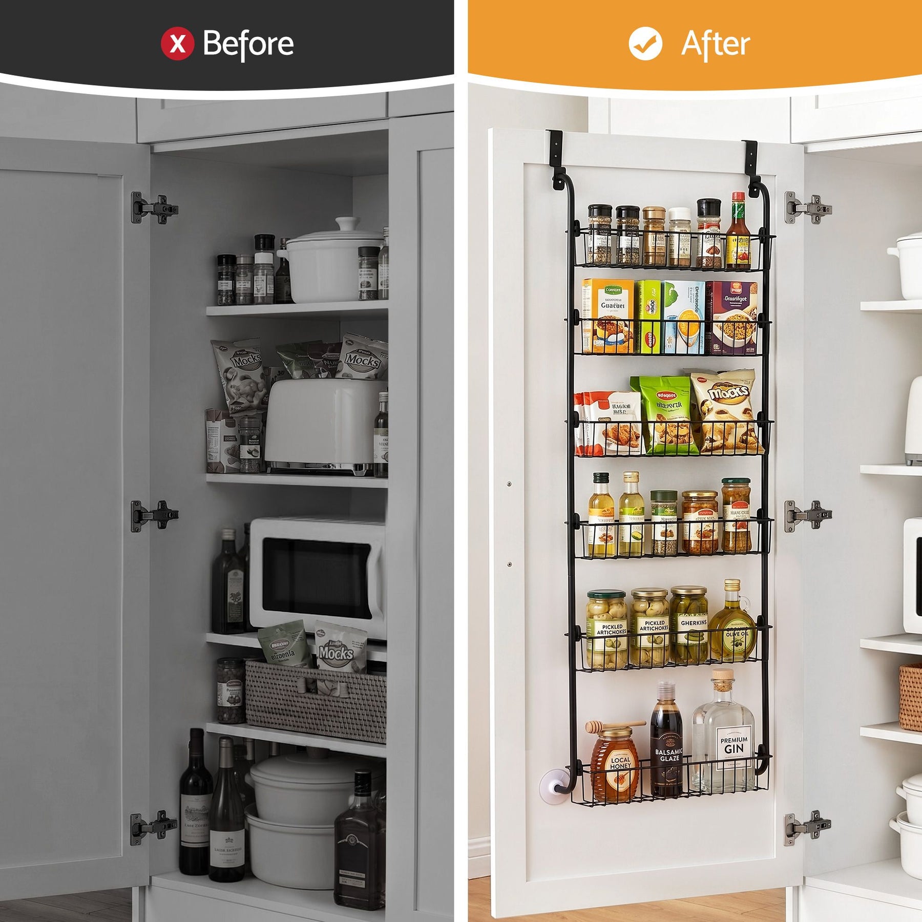 Artiss 6-Tier Over Door Storage Hanger with Steel Frame - Black
