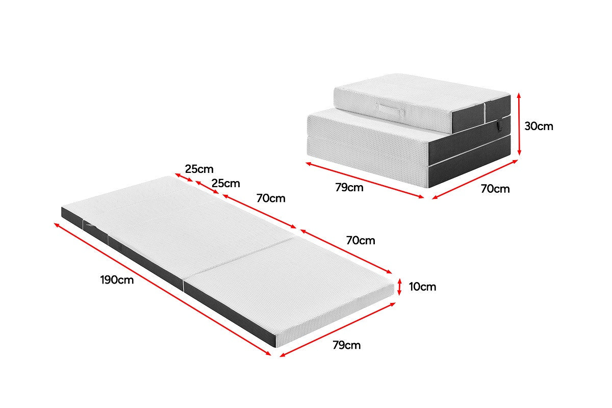 Ovela Folding Sofa Bed Mattress (White, Single)