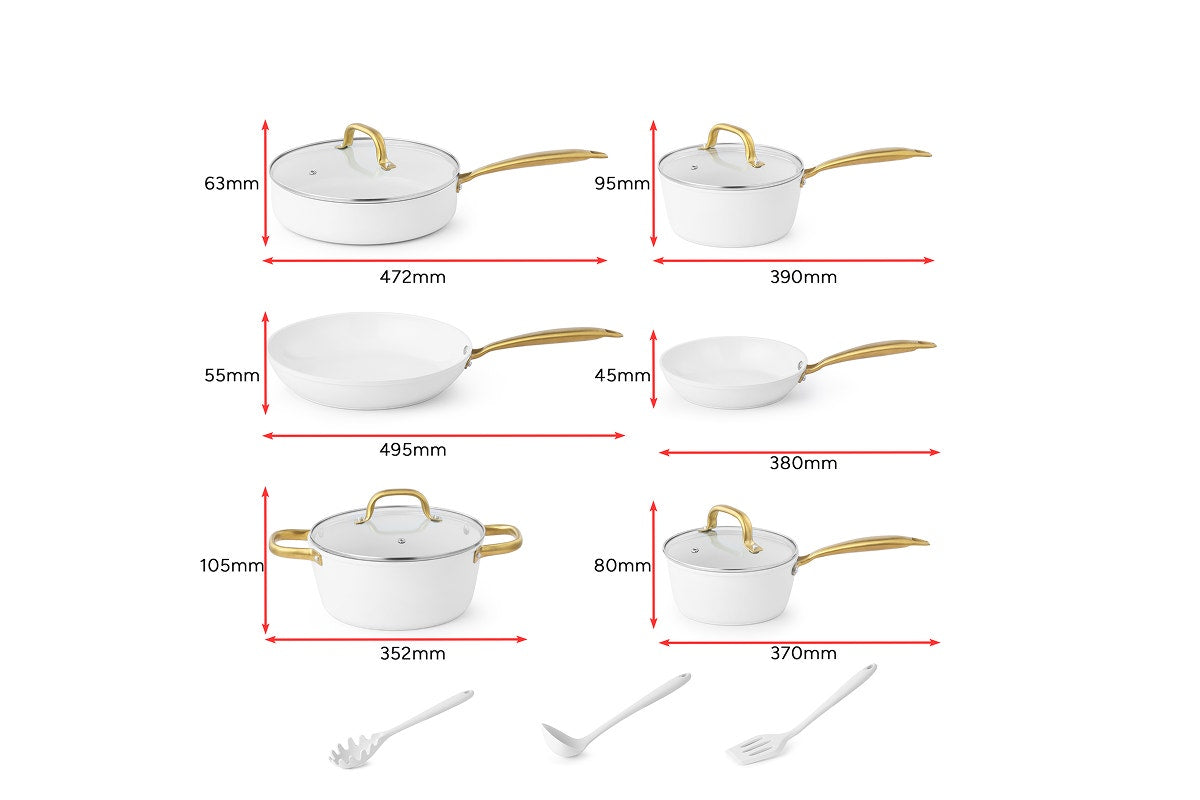 Ovela 9 Piece Non-Stick Ceramic Cookware Set with Utensils