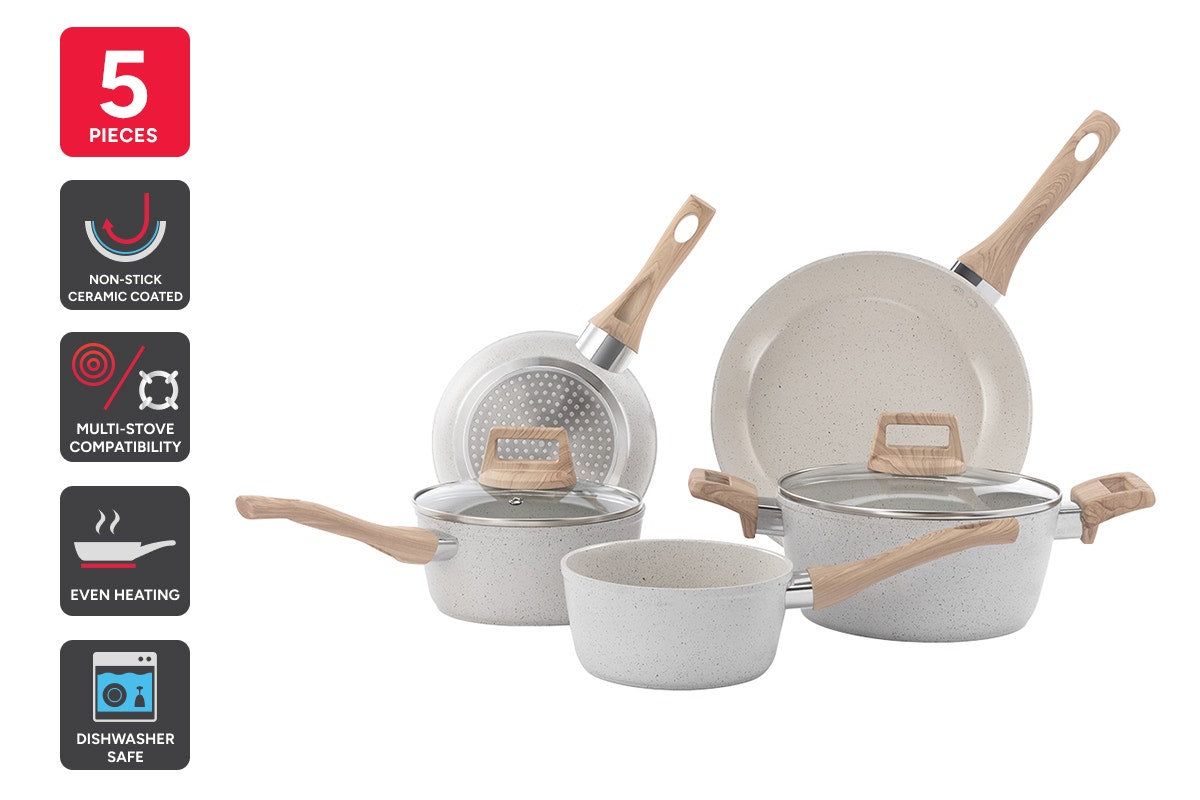 Ovela 5 Piece Granite Non-Stick Induction Cookware Set