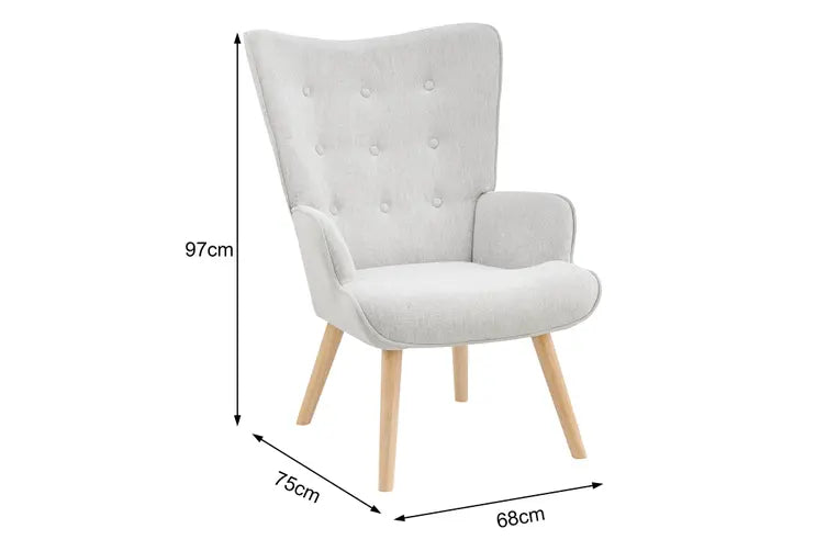 Ovela Henry High Back Armchair - Light Grey - SuperSaverAU - view 2