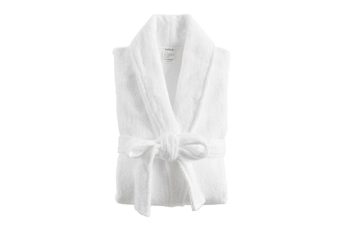 Ovela Hotel-Quality Terry Towelling Bath Robe (Size S/M, White)