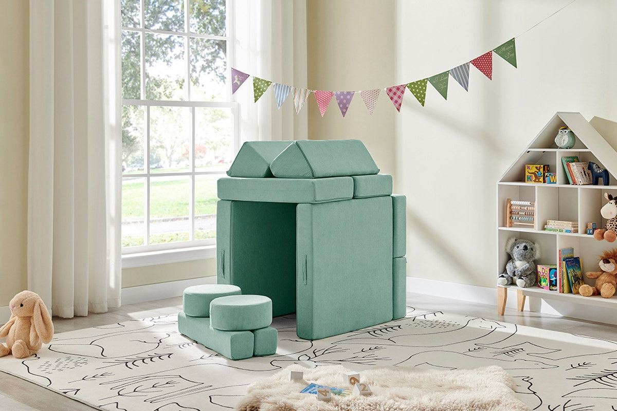 Ovela 14 Piece Modular Double Kids Play Sofa (Sage Green)