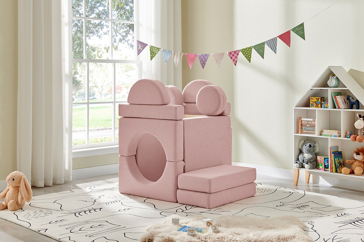 Ovela 14 Piece Modular Double Kids Play Sofa (Pink)