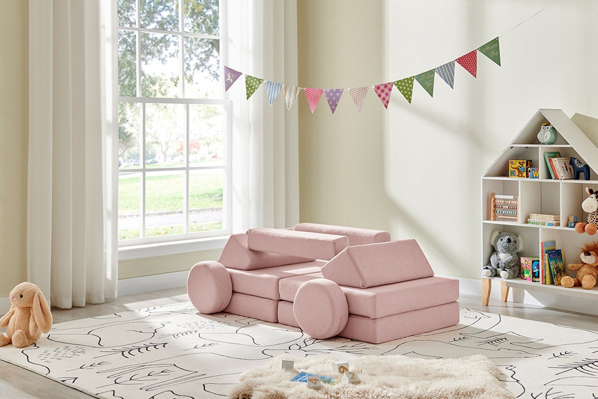 Ovela 14 Piece Modular Double Kids Play Sofa (Pink)