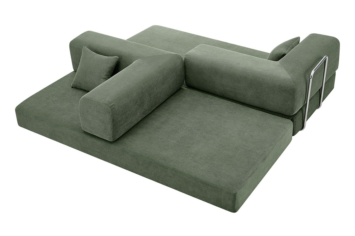 Ovela Mia 3 Seater Corduroy Compressed Sofa Bed (Green)