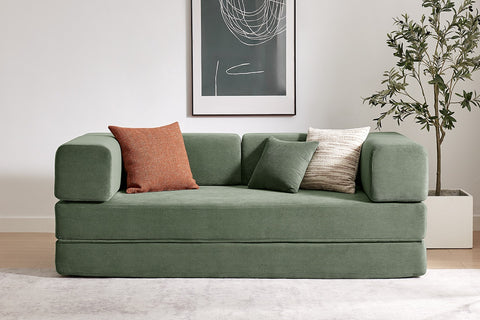 Ovela Mia 3 Seater Corduroy Compressed Sofa Bed (Green)