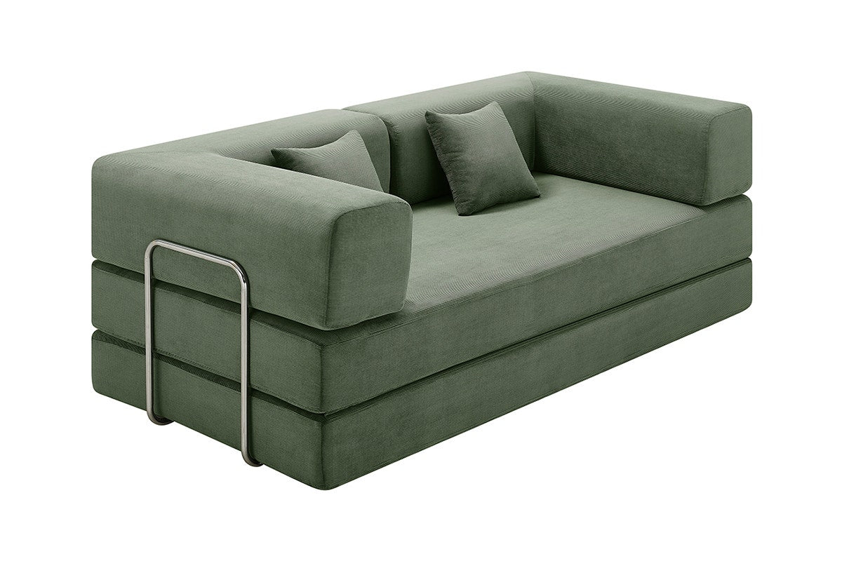 Ovela Mia 3 Seater Corduroy Compressed Sofa Bed (Green)