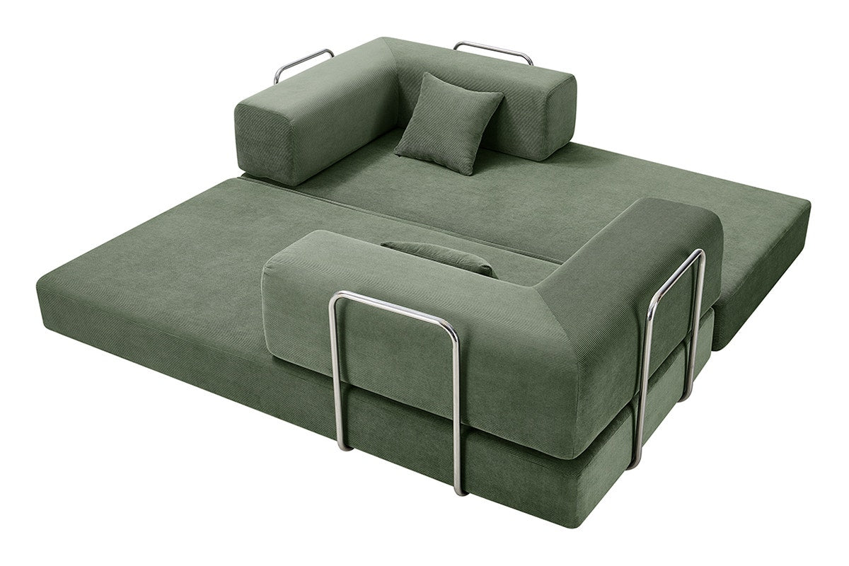 Ovela Mia 3 Seater Corduroy Compressed Sofa Bed (Green)