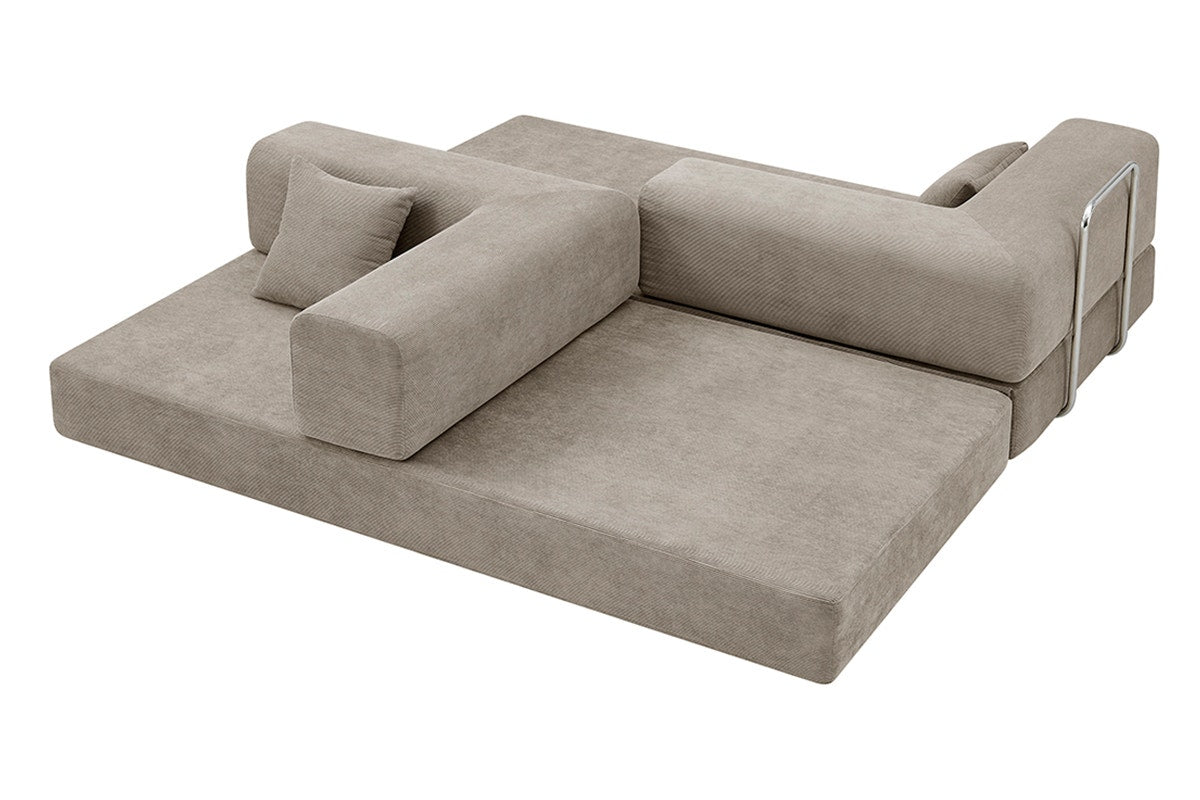 Ovela Mia 3 Seater Corduroy Compressed Sofa Bed (Sand)