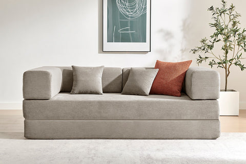 Ovela Mia 3 Seater Corduroy Compressed Sofa Bed (Sand)