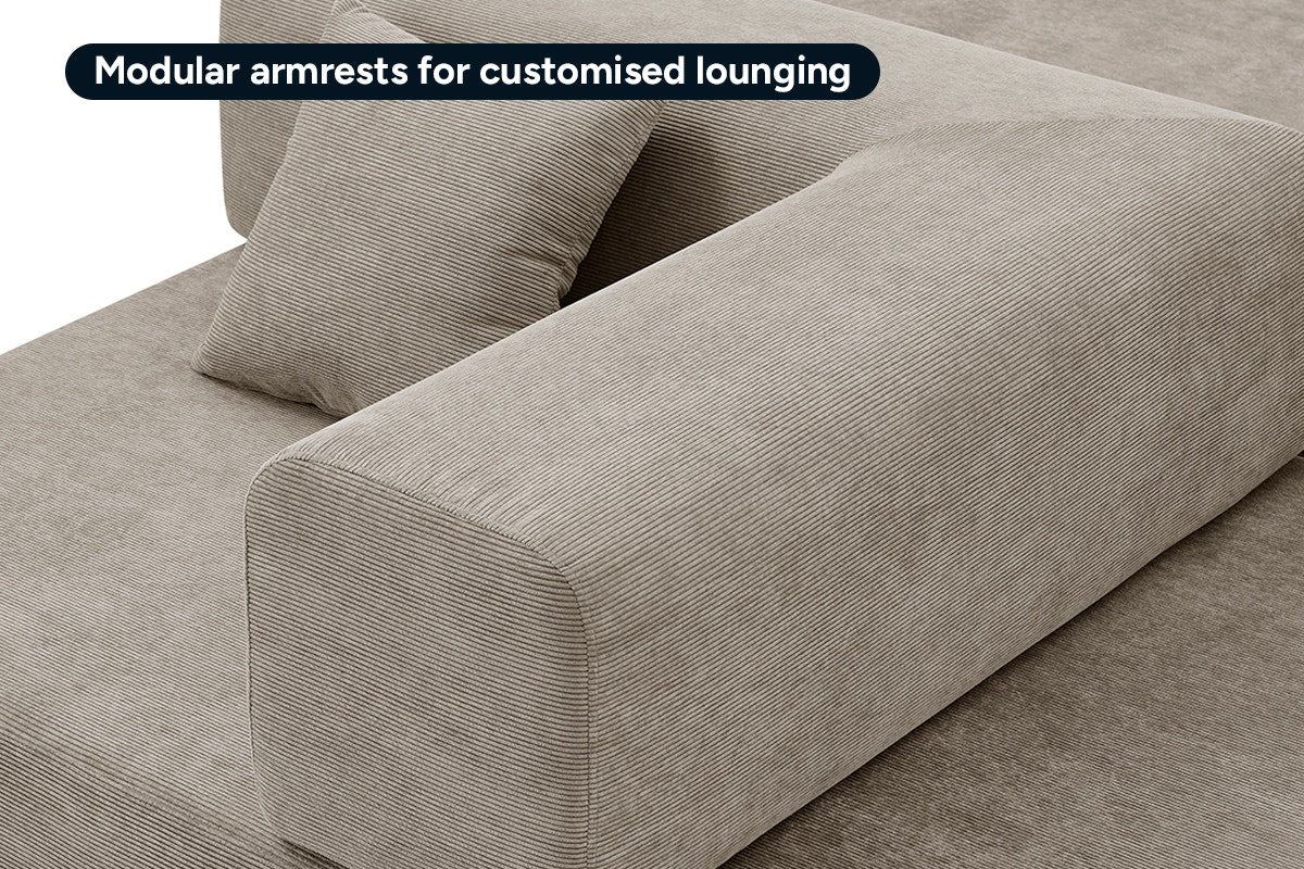 Ovela Mia 3 Seater Corduroy Compressed Sofa Bed (Sand)