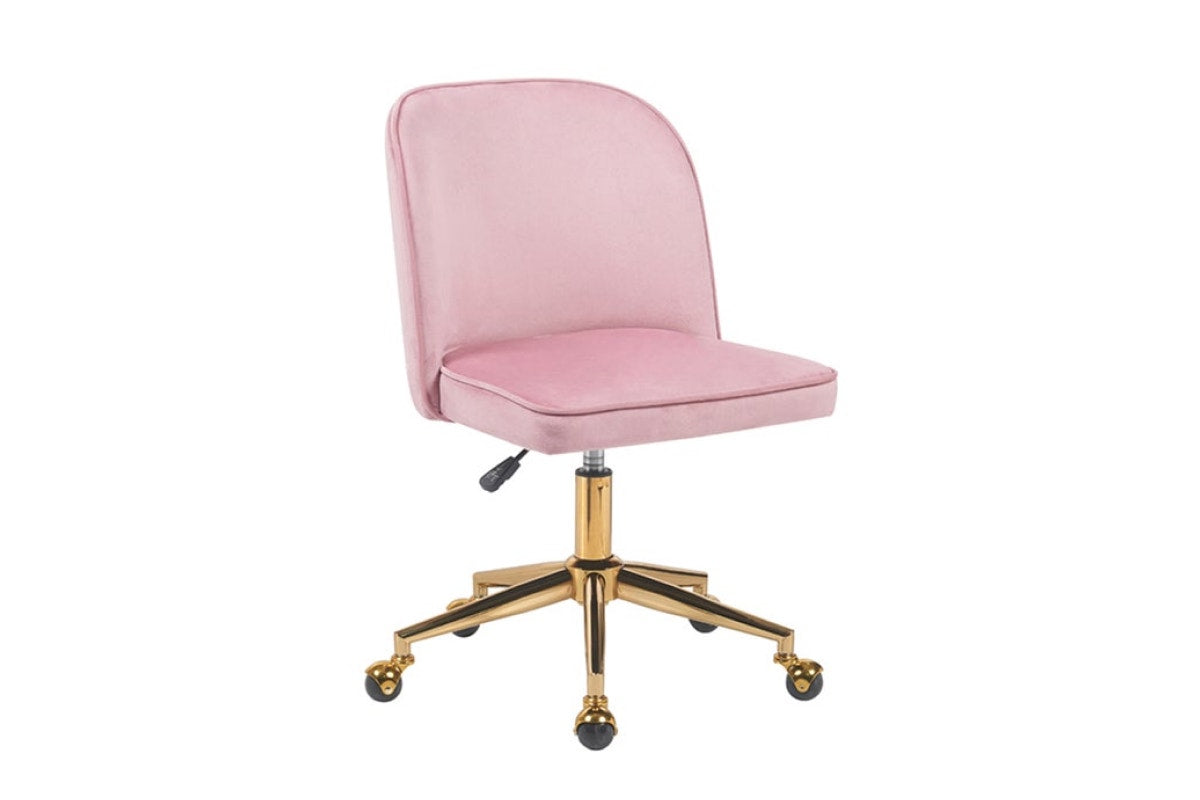 Ovela Monty Velvet Office Chair (Blush)