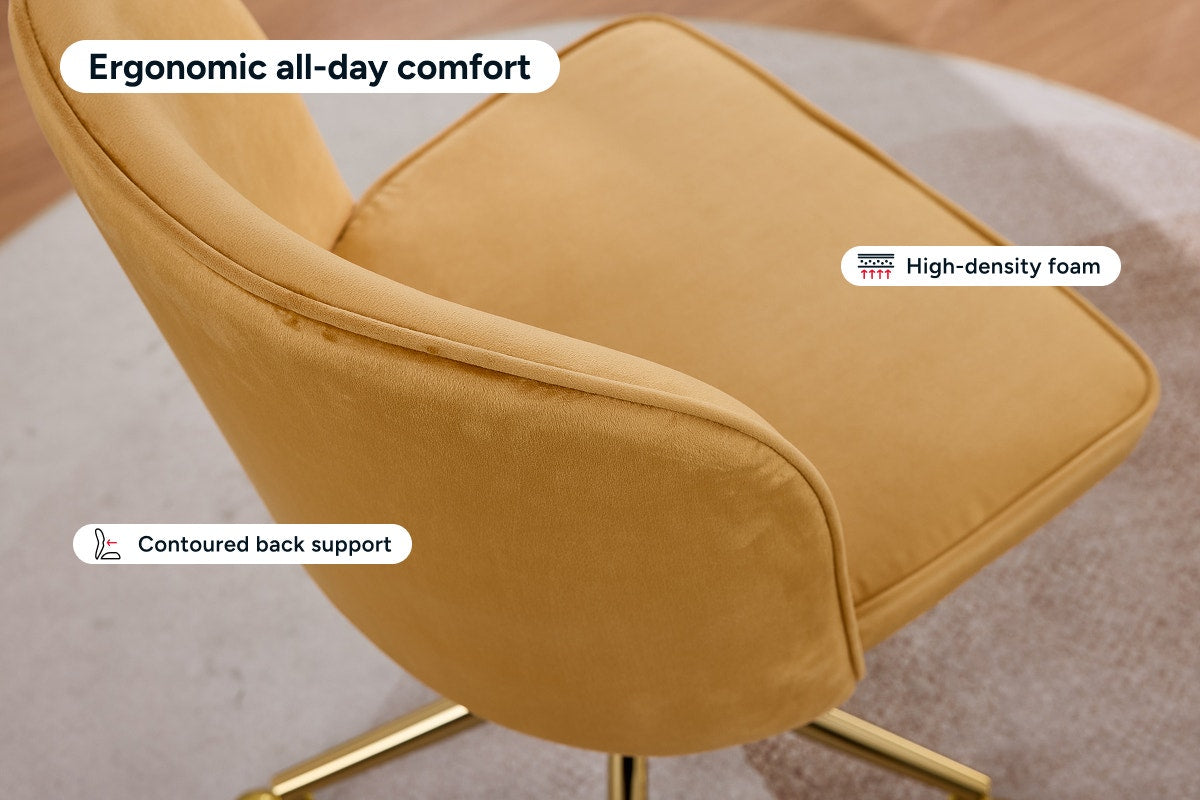 Ovela Monty Velvet Office Chair (Mustard)