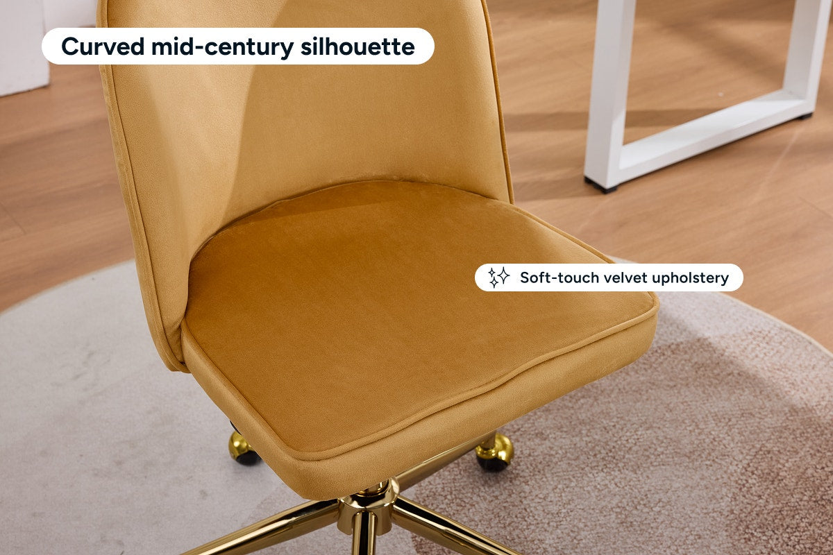Ovela Monty Velvet Office Chair (Mustard)