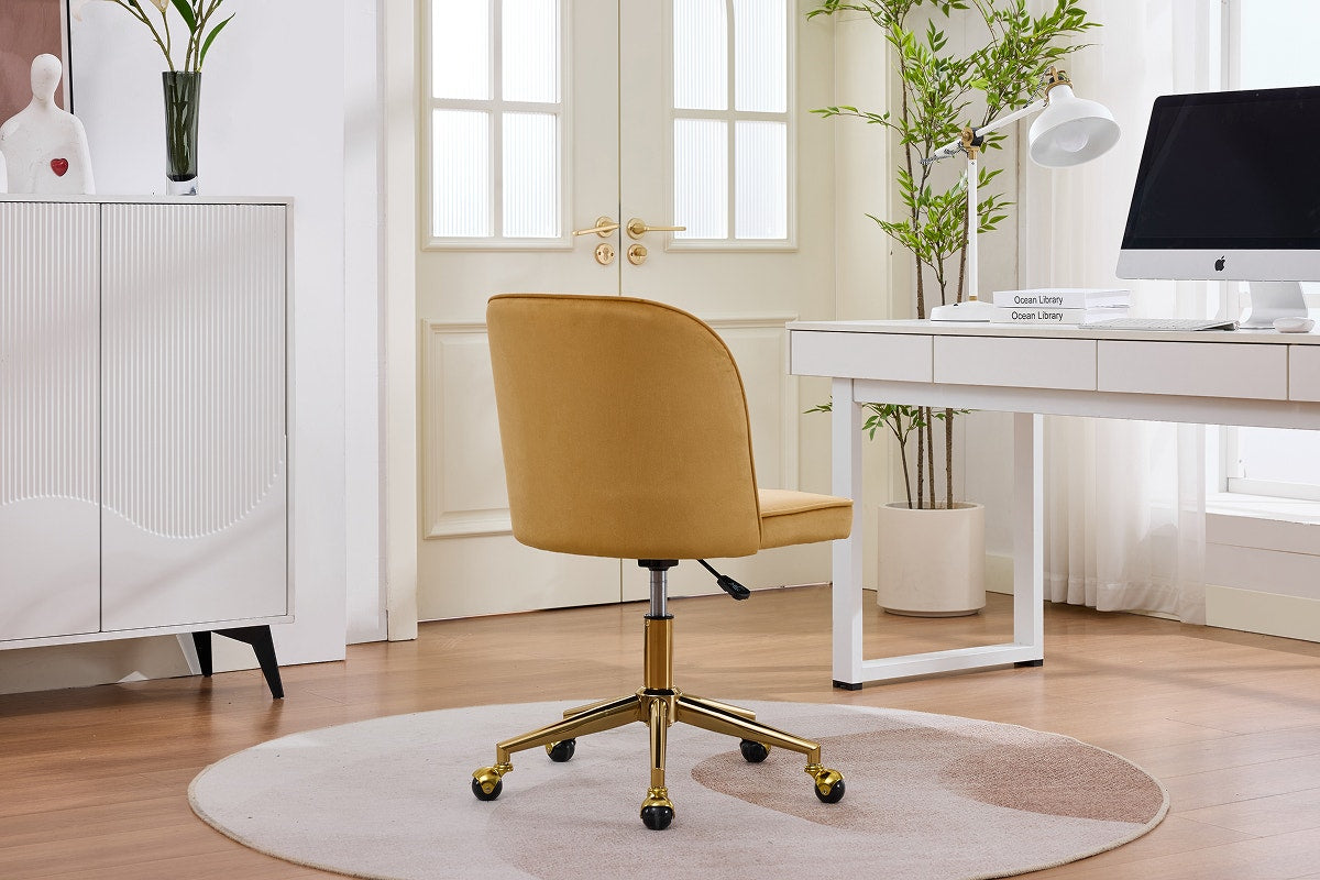 Ovela Monty Velvet Office Chair (Mustard)