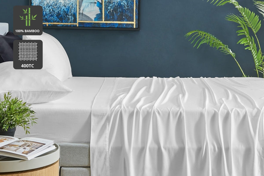Ovela 100% Natural Bamboo Bed Sheet Set (White, Double)