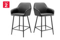 Ovela Set of 2 Paige Faux Leather Bar Stools (Black PU/Black)