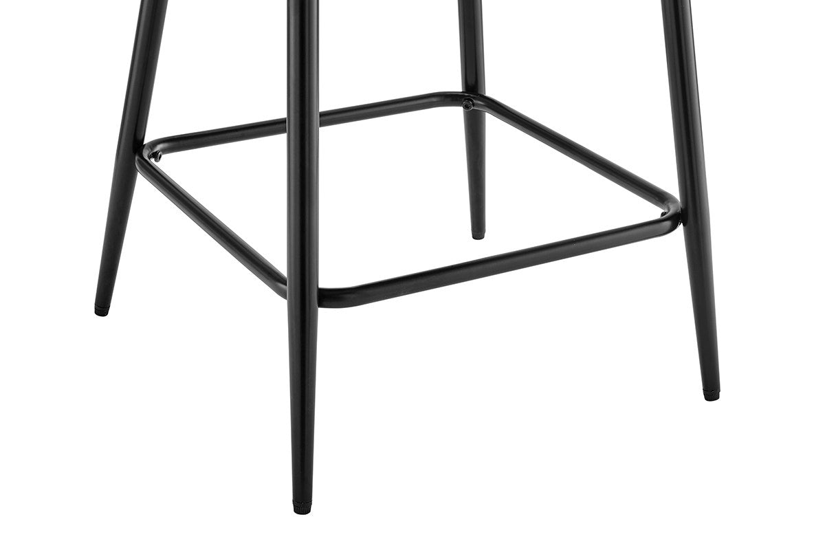 Ovela Set of 2 Paige Faux Leather Bar Stools (Black PU/Black)