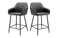 Ovela Set of 2 Paige Faux Leather Bar Stools (Black PU/Black)