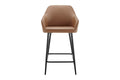 Ovela Set of 2 Paige Faux Leather Bar Stools (Tan PU/Black)