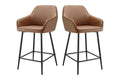 Ovela Set of 2 Paige Faux Leather Bar Stools (Tan PU/Black)