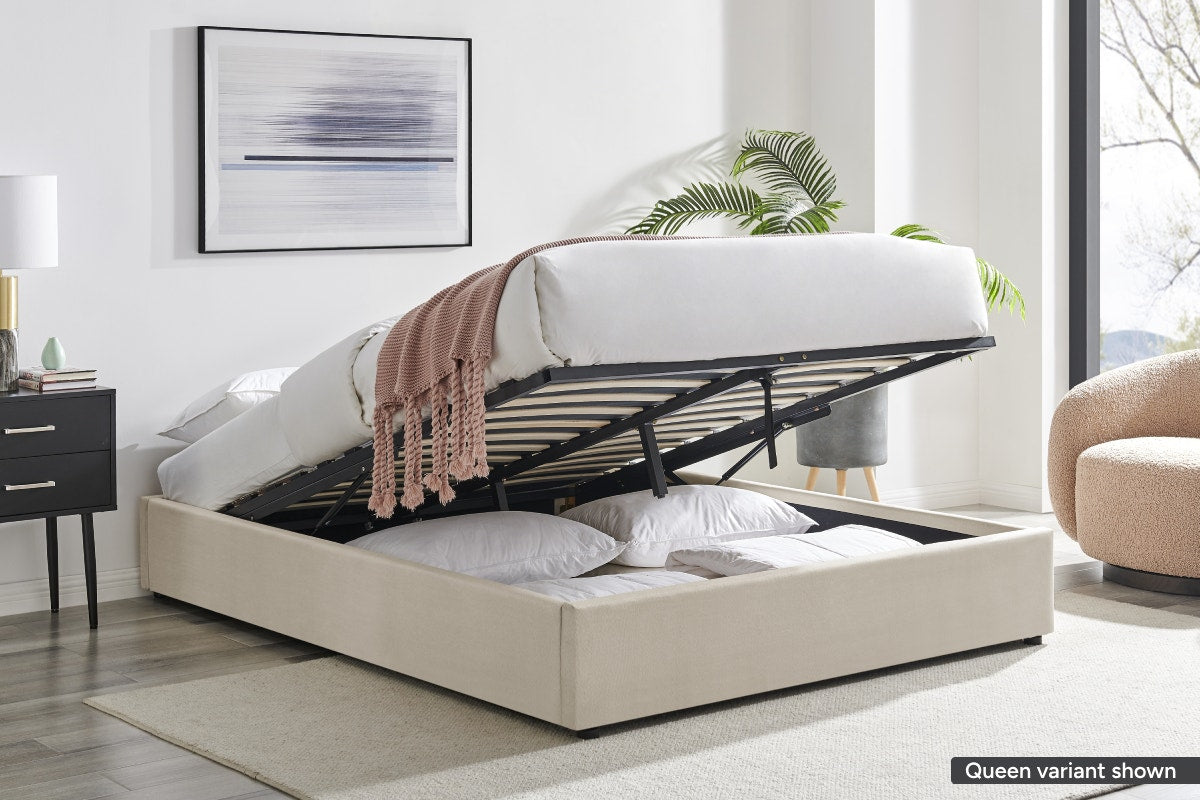 Ovela Parker Gas Lift Bed Frame (Beige, King)