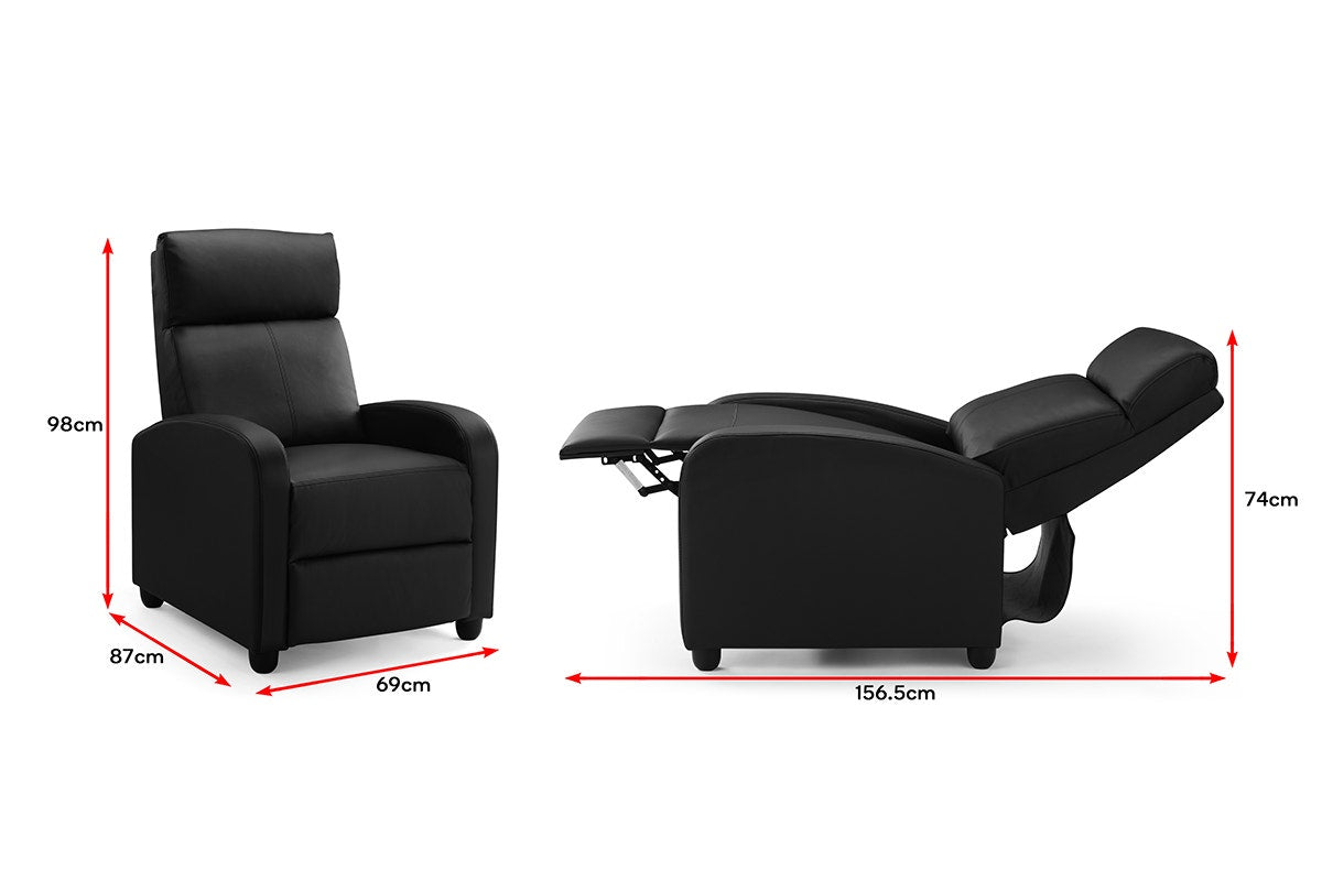 Ovela PU Leather Recliner Chair (Black)