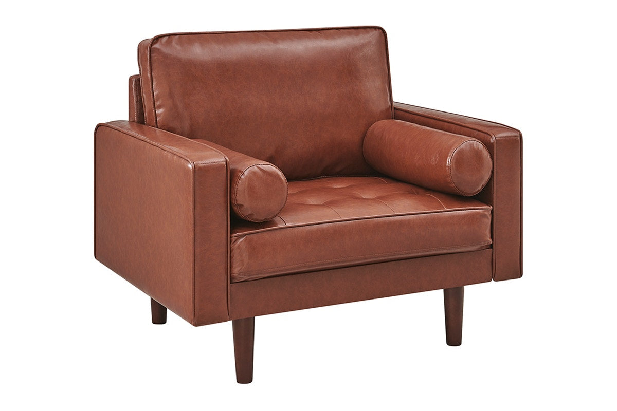 Ovela Stockholm Faux Leather Armchair (Tan, PU Leather)