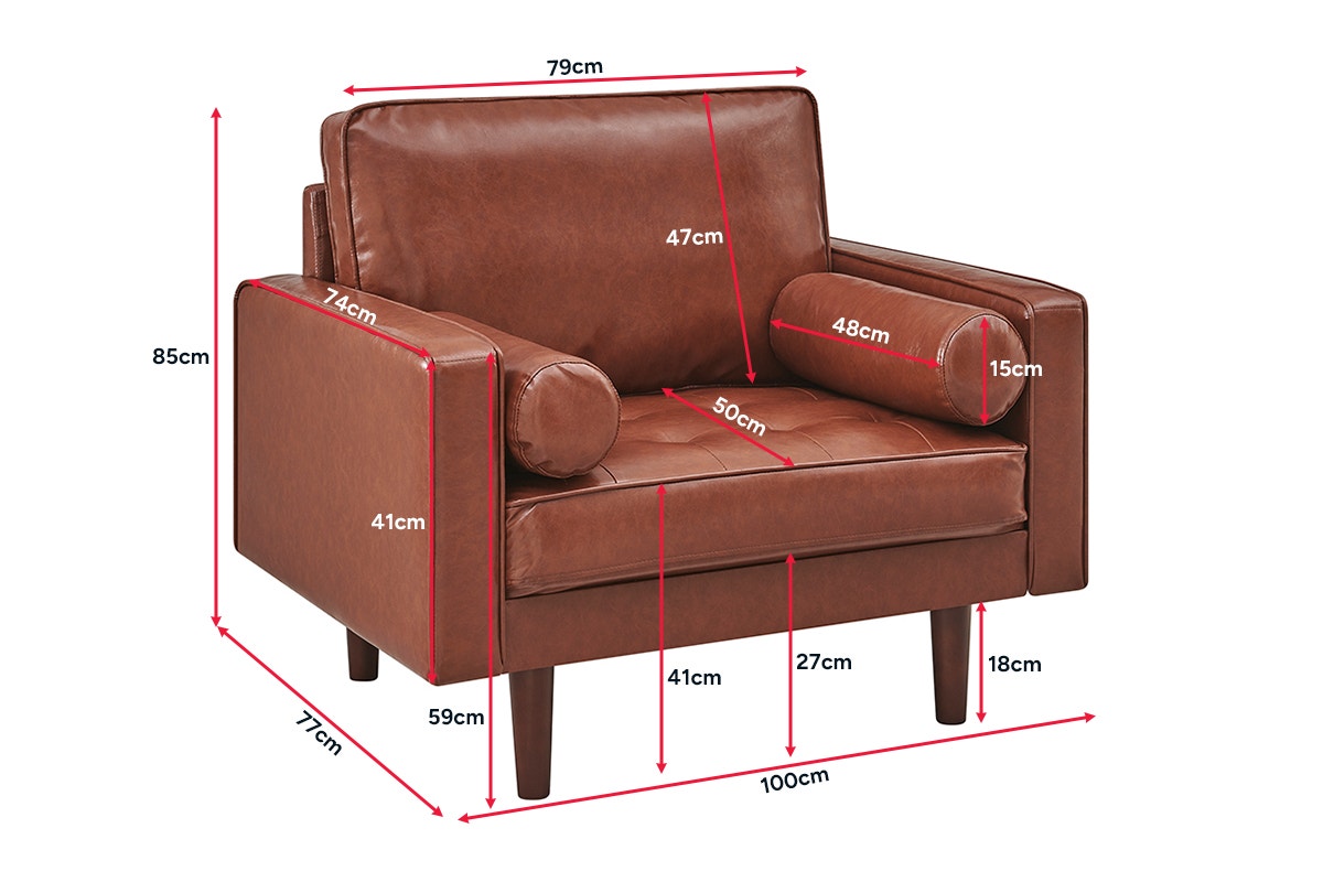 Ovela Stockholm Faux Leather Armchair (Tan, PU Leather)