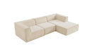 Ovela Softly 3 Seater Modular Sofa with Ottoman (Cream)