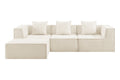 Ovela Softly 3 Seater Compressed Modular Sofa with Ottoman (Cream)