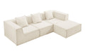 Ovela Softly 3 Seater Compressed Modular Sofa with Ottoman (Cream)