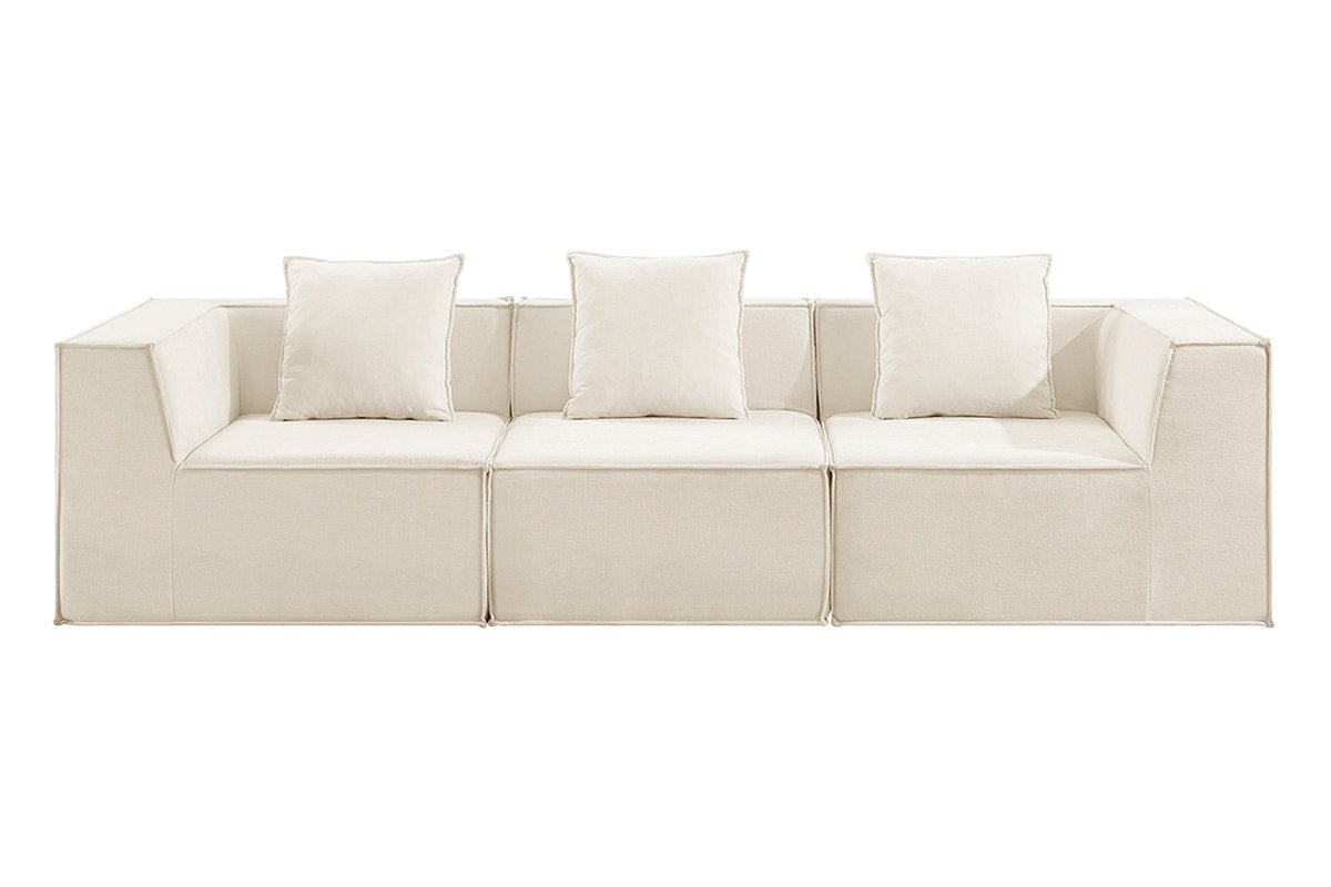 Ovela Softly 3 Seater Compressed Modular Sofa with Ottoman (Cream)